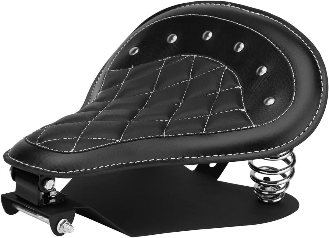 LKV Motorcycle Solo Driver Seat with Seatbase Mounting Hardware Kit Custom Chopper Bobber Seats Universal Fit for Harley Davidson Sportster XL 1200 883 48