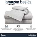 Amazon Basics 4 Piece Bed Sheet Set, 100% Cotton Jersey, Includes Super Soft, Flat and Fitted Sheets, Pillowcase, Queen, Light Gray, Solid