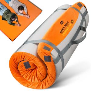 Memory Foam Camping Mattress, 3 Inch Sleeping Pad, Single, Honey Orange