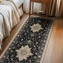 RELEANY Area Rugs 2'x6' Runner Rug Non-Slip Washable for Kitchen Hallway Bedroom Beside Laundry Room Bathroom Rug, Floor Carpet, Black Brown Neutral Dark Tan