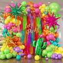 158pcs Mexican Fiesta Balloon Garland Arch Kit with Yellow Hot Pink Lime Green Orange Purple Teal Foil Balloons for Mexican Fiesta Birthday Party Decorations