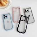 FLIRACON Cute Cat Ears Clear Phone Case Compatible with iPhone Case (Blue,for iPhone 12)