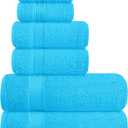 Elvana Home Ultra Soft 6 Pack Cotton Towel Set, Contains 2 Bath Towels 28x55 inch, 2 Hand Towels 16x24 inch & 2 Wash Coths 12x12 inch, Ideal for Everyday use, Compact & Lightweight - Turquoise Blue