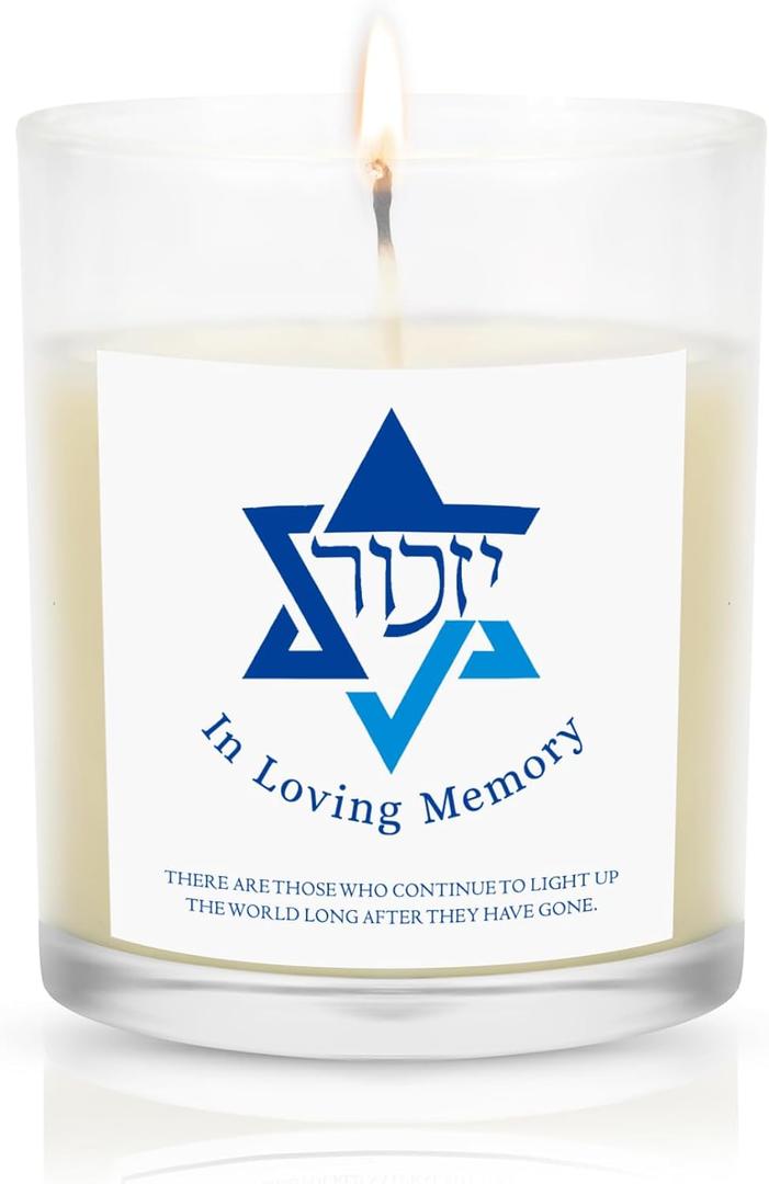 Yahrzeit Candles - Yahrzeit Memorial Candles, Memorial Bereavement Gifts for Loss of Loved One, Jewish Sympathy, Natural Soy Wax Hand Poured 7oz (White)