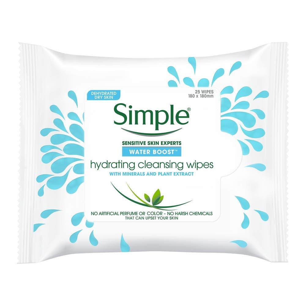 Simple Water Boost Hydrating Cleansing Wipes - 25 Wipes x 6 Pack (150 Wipes) (25 Count (Pack of 6))