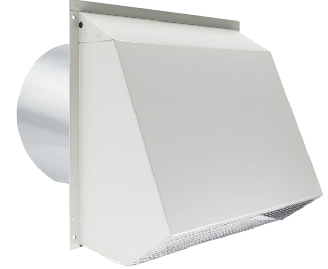 Upgraded 10 Inch Hooded Wall Vent, Outdoor Wall Exhaust Vent Cover Wall Cap with Screen & Damper for Exterior Kitchen Range Hood, Ventilation Dryer, HVAC Duct Air Exhaust, Galvanized Steel, White