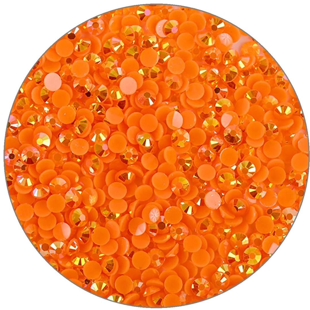3000 Pieces SS6 2mm Flatback Rhinestones Clear Glasses Round Gems AB Crystals for Nail Art DIY Crafts Clothes Glitter Stones Orange