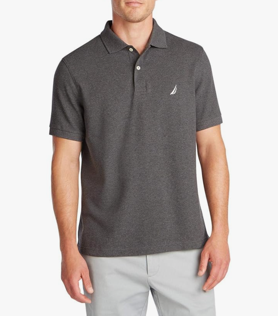 Nautica Men's Classic Short Sleeve Solid Performance Deck Polo Shirt Grey XL