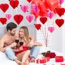 18 Pcs Valentine's Day Heart Shaped Honeycomb Balls Tissue Paper Honeycomb Balls Paper Party Decorations Ideal for Valentine Wedding Engagement Birthday Party (Red, Pink)
