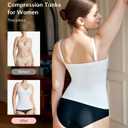 LODAY Compression Tank Tops for Women Tummy Control Shapewear Seamless Body Shaper Workout V-Neck Camisole Cami Tops (White, L)