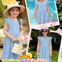 Toddlers Girls Ruffle Sleeve Dress 18M-5T | Kids A Line Swing Sundresses, Little girls Cute Outfits, Back to School Clothes, Summer Wear for Beach Vacation Park Playing