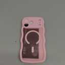 3 in 1 Magnetic for iPhone 17 Pro Max Case, Cute Wavy [Full Camera Protection] [Fit for MagSafe] 1X Screen Protector + 1X Wrist Strap, Trendy Women Girly Case for iPhone 17 ProMax 6.9", Peach Pink