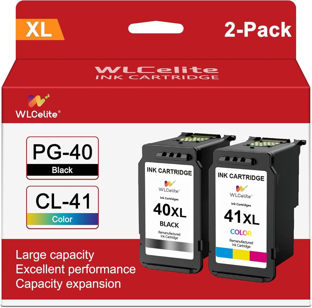 PG-40 CL-41 Ink Cartridges High Yield Replacement for Canon 40 41 Ink MX310 MP140 MP170 MP180 MP190 MP210 iP1600 iP2600 FAX-JX200 Printer (Black, Tri-Color, 2 Pack)