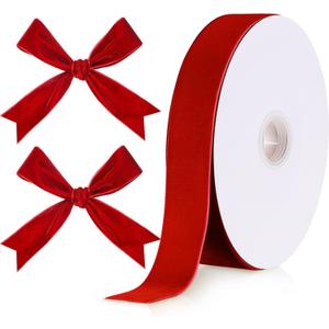 Chuangdi 1.5 Inch, 30 Yard Christmas Velvet Ribbon Red Vintage Burgundy Ribbons for Gift Wrapping Christmas Tree Ornaments Xmas Party Decoration Wreath Crafts Bow Making