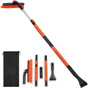EcoNour 53 3 in 1 Extendable Snow Brush with Ice Scraper for Car Windshield | 360 Pivoting Long Snow Brush for SUV, Truck, and Car | Winter Car Accessories