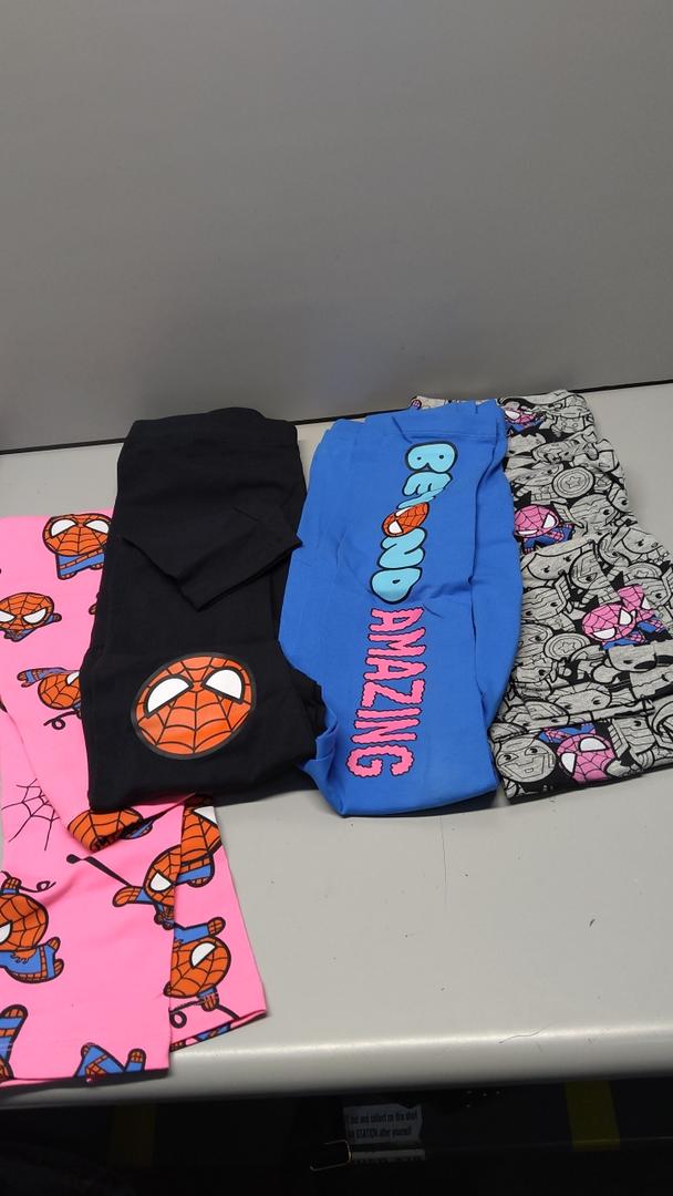 Child's Set of Leggings Black Blue Pink Gray Spider Man Size XXL (14-16)