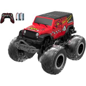STEMTRON Amphibious Remote Control Car 2.4GHz 1:20 All Terrain Off-Road RC Car Remote Control Boat Gifts for Kids Boys Red