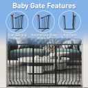 WAOWAO Extra Tall 40.55" Baby Gate 57.48-74.4" Wide Pressure Mounted Walk Through Swing Auto Close Safety Black Metal Toddler Child Dog Pet for Indoor Stairs,Doorways