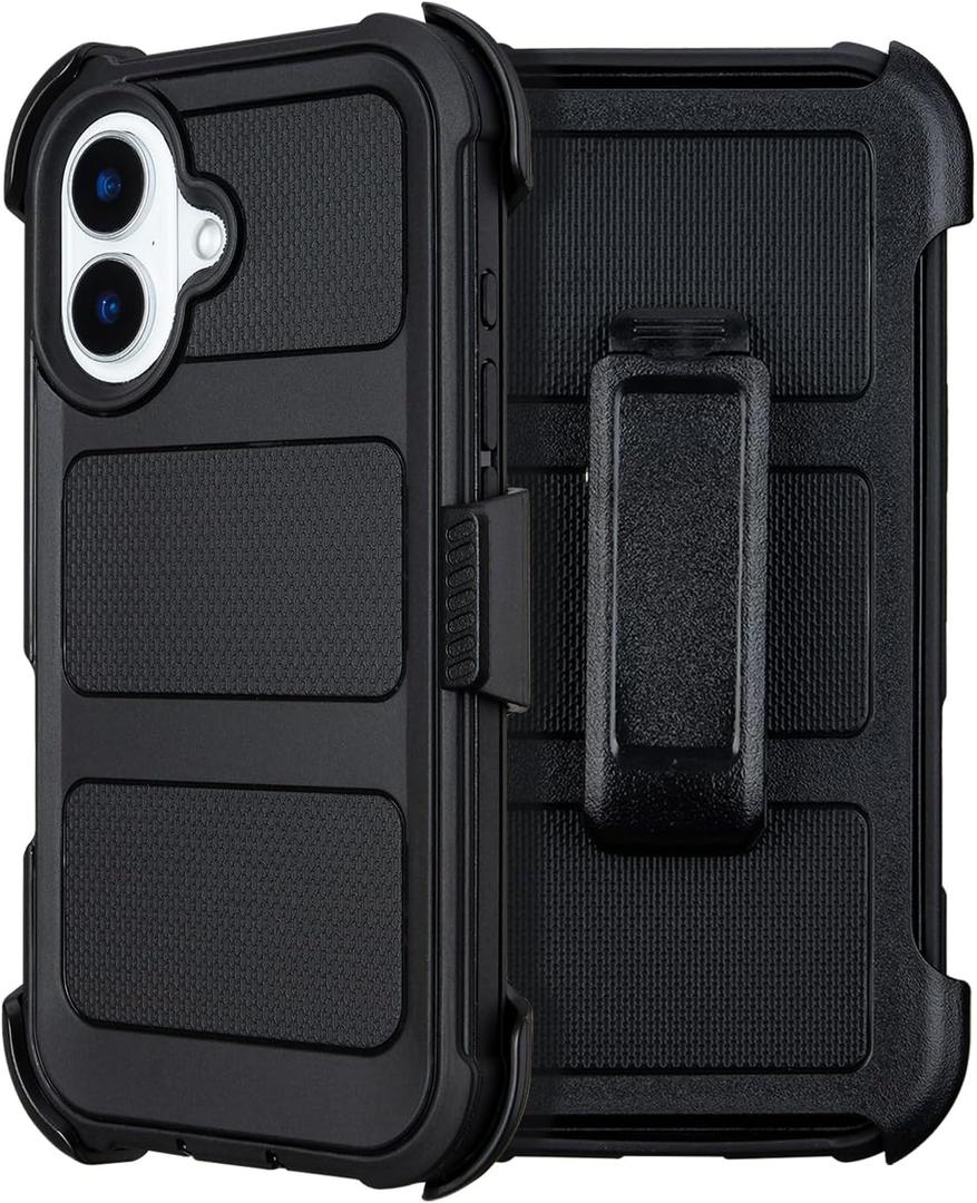 for Defender iPhone 17 Case with Clip,for Holster iPhone 17 Case with Kickstand, for Heavy Duty iPhone17 Phone Case Rugged 2 Layers of Sturdy, Anti-Drop for Phone Case iPhone17Case Protective(Black)