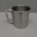 13.5 Oz Stainless Steel Camping Mug with Carabiner - Metal Camping Cup for Traveling, Lightweight and Heat-Resistant, Durable & Easy to Hold, Drink and Clean Hiking Cup with Secure Clip for Easy Carry