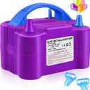 Balloon Pump Electric,110V 600W Balloon Blower Inflator Dual Nozzle Air Pump Balloons Inflator for Decoration, Party, Sport,Gifts:2 Balloon Tying Tools (Purple)