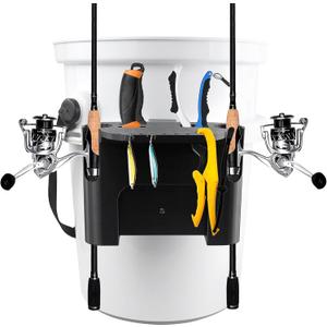 Fishing Rod Holder Accessories Fits for YETI Loadout 5-Gallon Bucket, Bucket Fishing Rod Holder, All-in-One Fishing Organizer for YETI Bucket Accessories