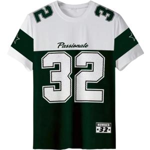 Men's Sports Jersey Shirt Short Sleeve Number Graphic Tees Colorblock Crewneck T Shirts (XXL)