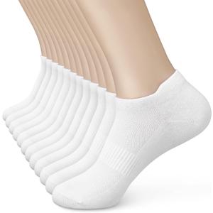 Women's Ankle Cotton Socks - Low Cut Athletic Running Soft Thin No Show White Socks With Tab 6 Pairs (9-11)