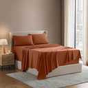 Nestl King Bed Sheet Set - Rust - Instantly Soft Microfiber, No Break-in Wash - 4-Piece Deep Pocket Sheets & Pillowcases, Stays Put All Night