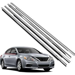 Door Window Molding Trims Seal fit for Nissan Altima Sedan 2013-2018,Driver&Passenger Side Weatherstrip Seal Belt Replacement,80820-3TA0A,80821-3TA0A,82820-3TA0A,82821-3TA0A,4PCS Chrome