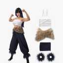 DAZCOS Anime Inosuke Female Cosplay Costume Set Crop Tops Pants Apron Outfit for Party Halloween, XL