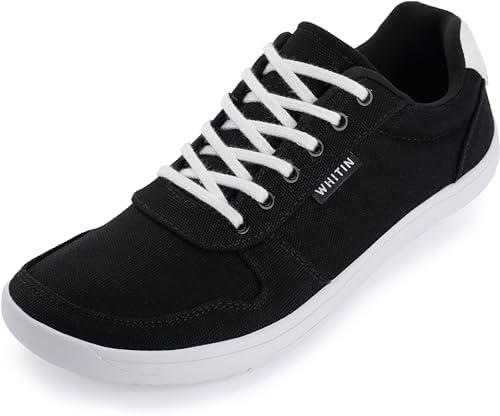 WHITIN Men's Wide Barefoot Shoes | Stylish Canvas Minimalist Sneakers | Zero Drop Sole, Size 44