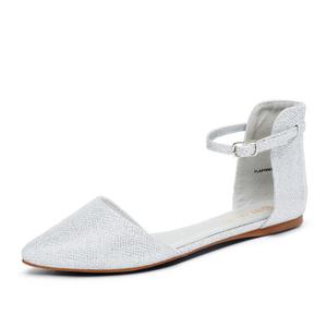 DREAM PAIRS Women's D'Orsay Pointed Toe Flats,Silver,7.5