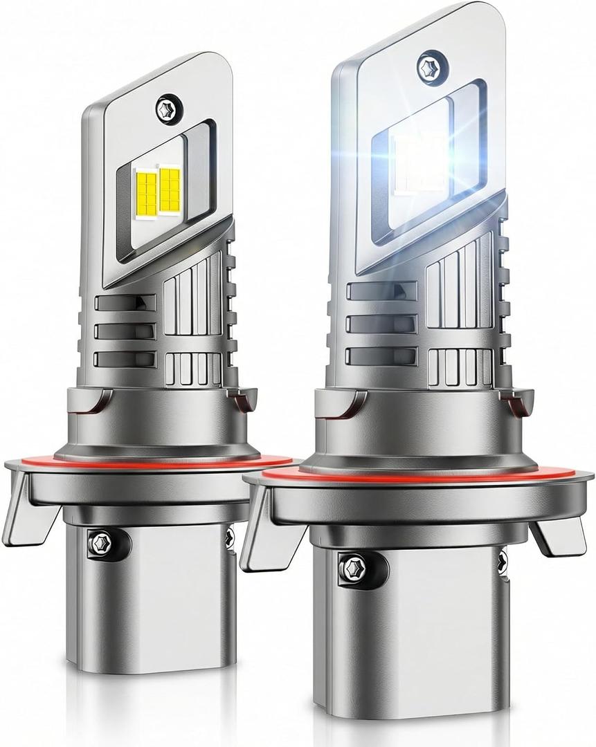 SEALIGHT H13/9008 LED Bulbs, 30,000LM Super Bright 6500K Cool White, 1:1 Mini Wireless Halogen Replacement Bulbs with Fan Cooling, Plug and Play, Pack of 2