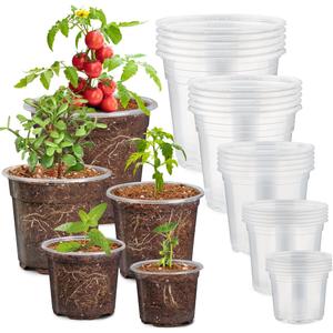 30 Pack 7/6/5/4/3 Inch Clear Nursery Pots for Plants, Flexible Plastic Plant Pots with Drainage Holes, Transparent Seed Starter Pots Variety Pack for Succulents, Seedlings, Flowers, Vegetable