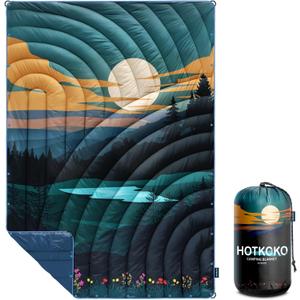 Camping Blanket,Lightweight Puffy Printed Camping Blanket Packable Outdoor Blanket for Camping,Traveling, Stadium, Hiking, Picnics (39x55", Dusk Pool)