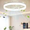 Ceiling Fans with Lights and Remote Fandelier - White 20'' Flush Mount Low Profile Modern Ceiling Fans for Bedroom - Stepless Color Temperature and 6 Speeds, White