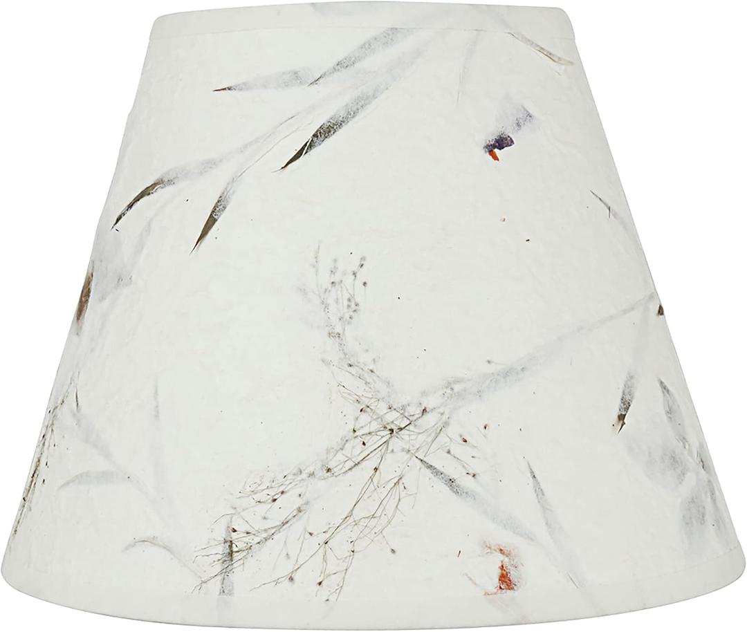 Aspen Creative 58902 Transitional Hardback Empire Shape UNO Construction Lamp Shade in Off White with Leaves and Petals in Paper, 9" Wide (5" x 9" x 7")