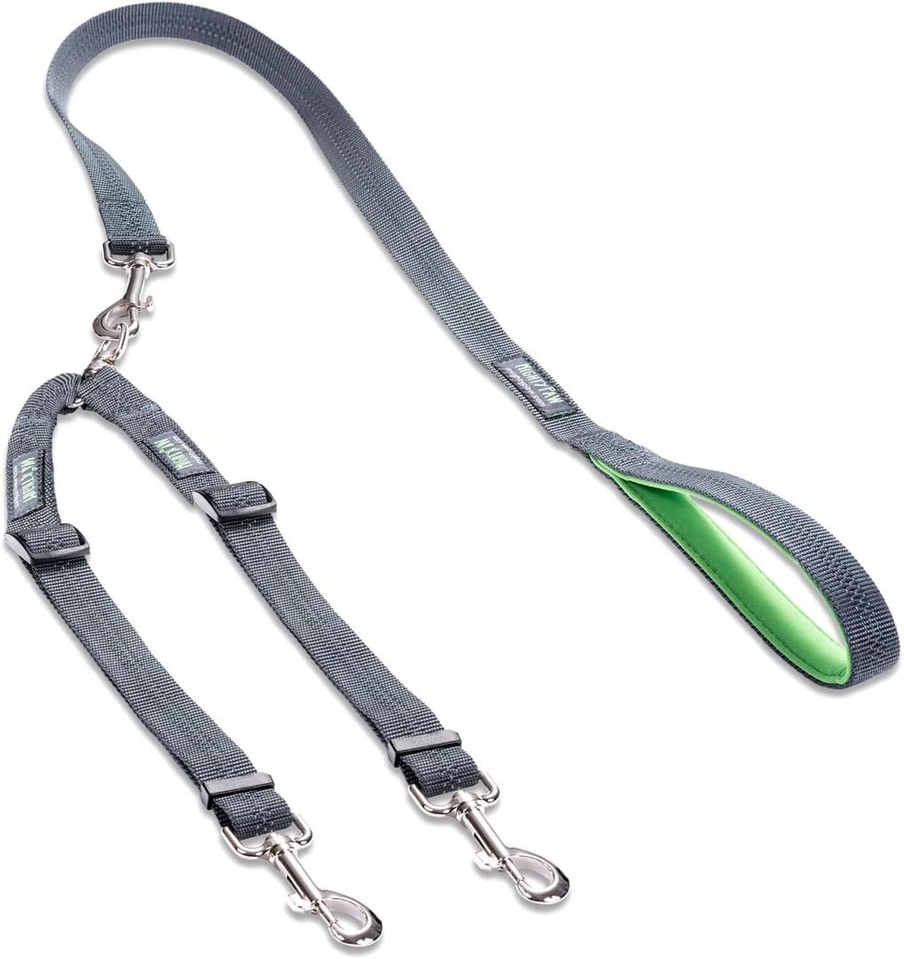Mighty Paw Double Dog Leash - Double Leash for Two Dogs No Tangle Design. Split Lead for 2 Pets. Adjustable to Fit All Sized Breeds. Reflective Dual Pet Lead for People with 2 Pups (Lite | Dogs 0-30lbs)