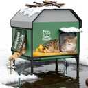 Heated Outdoor Cat House for Winter: Insulated with Heating Pad, Indestructible Weatherproof Winter Shelter, Elevated Support to Keep Interior Dry for Stray Cats, Medium