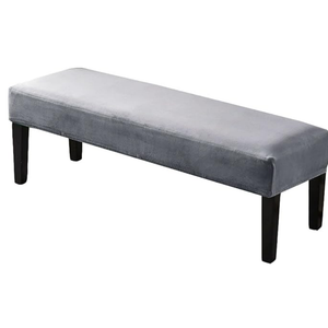 Dining Bench Cover Stretch, Velvet Upholstered Bench Slipcover Stain Resistant Removable Bench Seat Protector Cover Washable for Living Room Bedroom Kitchen-Light Grey 14"x34"