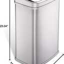 Ninestars 13 Gallon Automatic Trash Can, 50L Touchless Motion Sensor Garbage Can with Odor-Sealing Lid, Rectangular Stainless Steel, Silver Trim