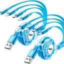 Multi Charging Cable 4A,Retractable Charger Cable [2Pack 4Ft] Multi Charging Cord 4 in 1 Fast Charger Cord with Lightning/Type C/Micro USB Port for Cell Phones,iPhone,iPad,Samsung Galaxy,PS,Tablets