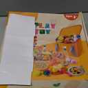 Juboury Pretend Play Food Set for Toddlers, Cutting Toy Food with Storage Bag, Stainless Steel Tray and Plates, Food Toys with Veggies, Fruits, Dessert, Pizza Toy, Play Kitchen Accessories for Kids