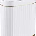 ELPHECO Automatic Motion Sensor Trash Can - 2 Gallon Slimline for Bathroom, Bedroom, Kitchen, Office - White with Gold Trim (Golden)