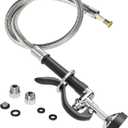 Pre Rinse Sprayer Commercial with 45 Stainless Steel Hose, 1.42 GPM Commercial Sink Sprayer, High-Pressure Dish Spray for Restaurant Use, Sink Spray Nozzle with Adapters (Black)