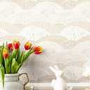 Pack of 2, Toduso Peel and Stick Wallpaper White and Gold Wall Paper Dot/Line Contact Paper 17.3''x118'' Removable Self-Adhesive Wallpaper Room Decor Wall Covering Vinyl Rolls