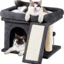 Aechonow Cat Tree for Large Cats, 14Inch Cat Tree Tower with Scratching Post, 20x16.5Inch Perch Bed for Adult Senior Cats, Removable Washable Mat, Dark Gray