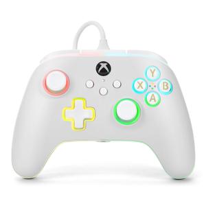 PowerA Advantage Wired Controller for Xbox Series X|S with Lumectra - White, gamepad, wired video game controller, gaming controller, works with Xbox One and Windows 10/11, Officially Licensed for Xbox