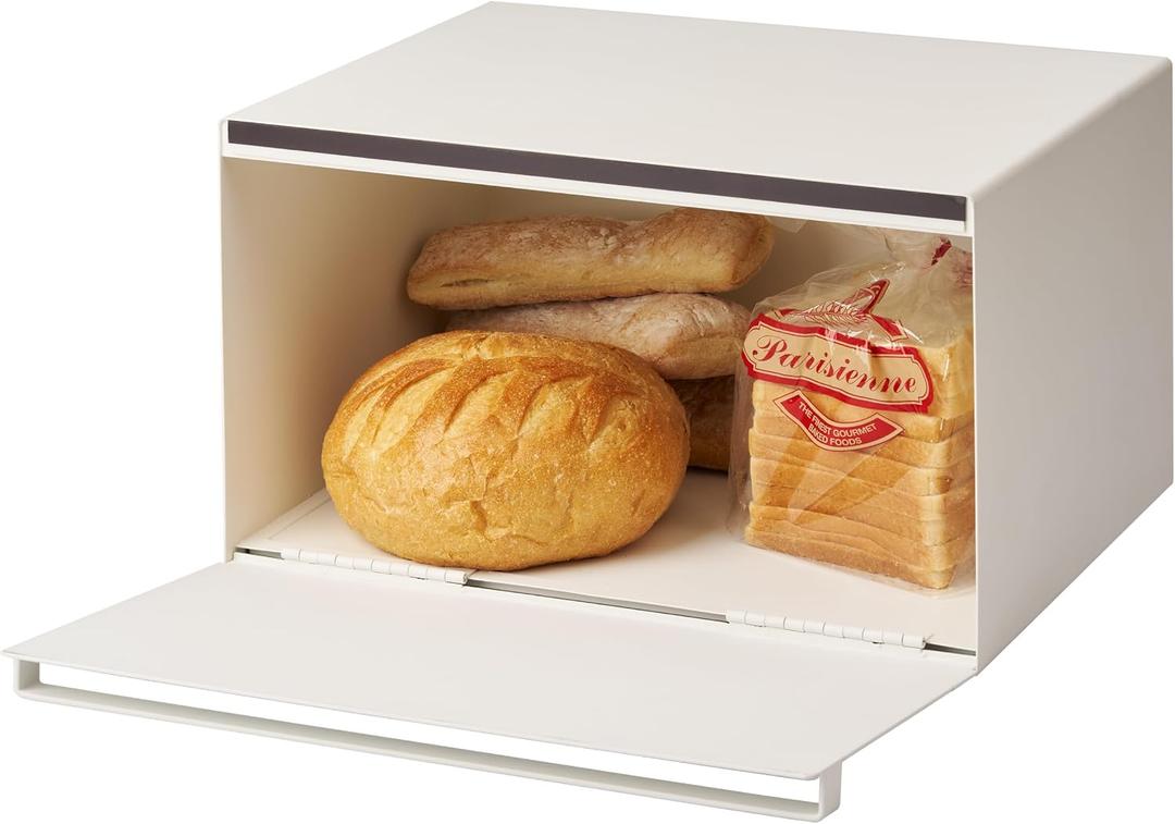 YAMAZAKI Home Tower Bread Box Keeper Holder Container, Metal Bread Holder Saver, Slim Space Saving Counter Storage - Steel, One Size